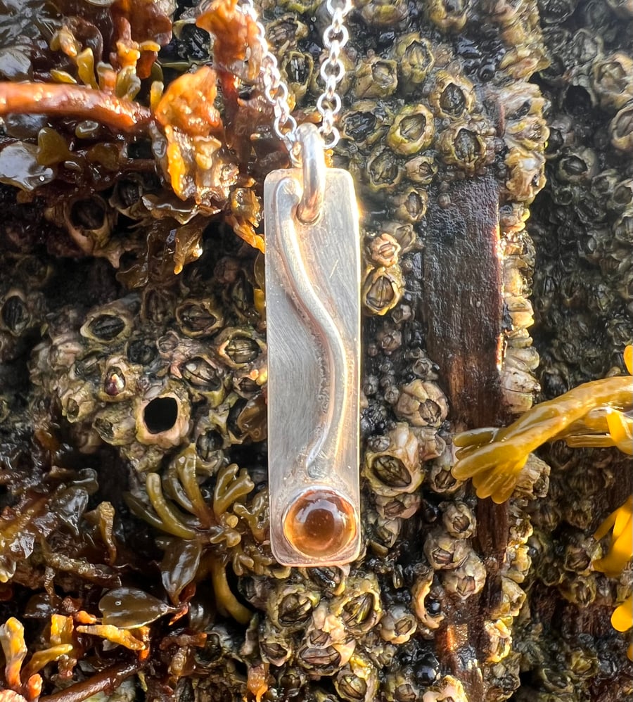 Sterling Silver Necklace  with Citrine Gemstone