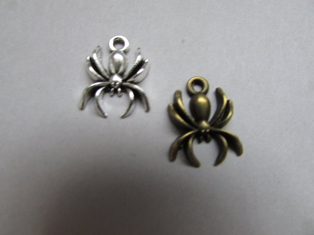 Silver or Bronze Spider Tibetan Jewellery Charm x 2