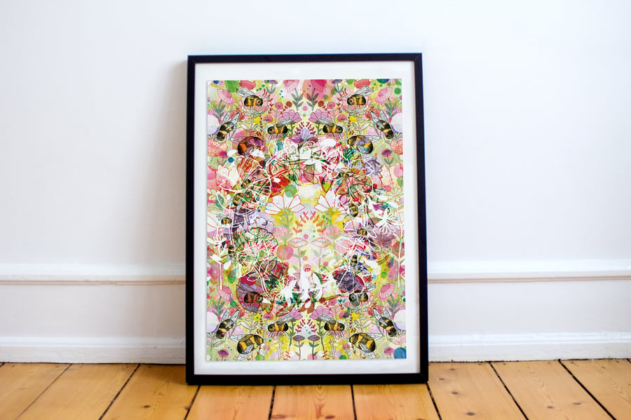 The Circle of Life A4 A3 Fine Art Print - Bees - Wildlife Print - Artwork 