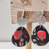 Winter floral silver pebble earrings