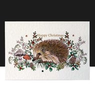 A Luxury Hedgehog Happy Christmas Handmade Card - unique design