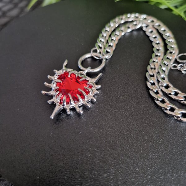 Gothic Spiked Heart Choker Necklace Punk Alt Witchy Jewelry Gift 
