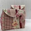 Strawberry print linen pouch, clutch, make up bag