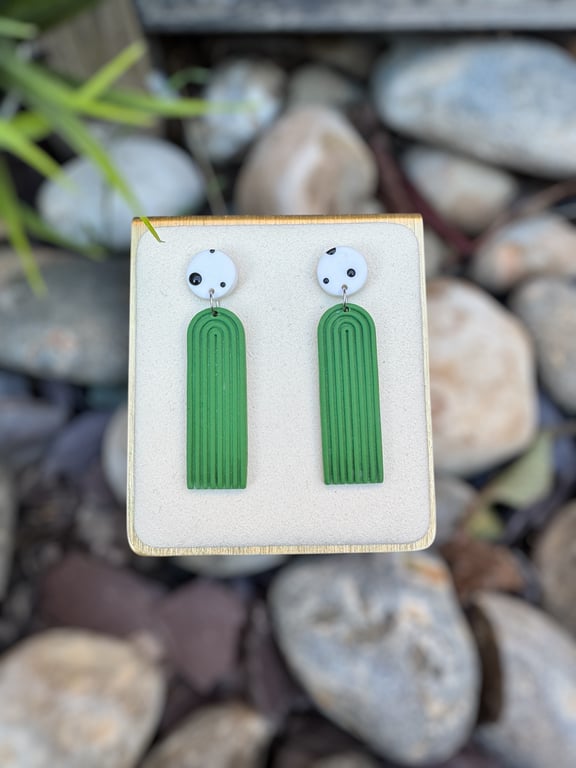 Forest Green Art Deco Arch Polymer clay Earrings