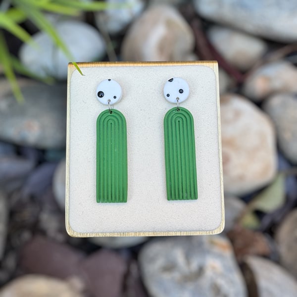 Forest Green Art Deco Arch Polymer clay Earrings