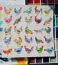 Whimsical Chickens, Hand-Painted original artwork