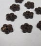 10 Small Dark 11mm Flower Shaped Coconut Buttons - Image 5