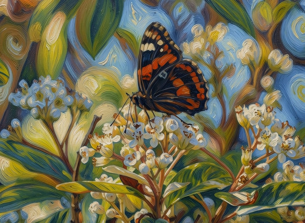 A5 Greeting Card Butterfly on Flower In The Garden 