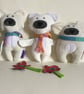  Polar Bear With Scarf, Handmade Plushie Polar Bear with Knitted Scarf, Nursery  - Image 3