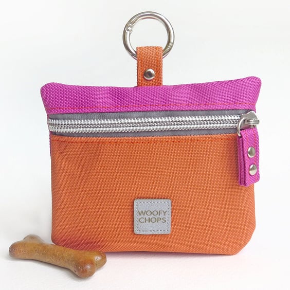 Special Edition Waterproof Dog Treat Bag Pouch in Pink and Orange