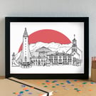 Reykjavík Skyline Art Travel Print