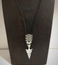 Mens  Necklace Pendant, Arrowhead Pendant adjustable Leather and Chainmaille - Image 2