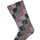 Patchwork Christmas stocking made from William Morris Winter Berry fabrics