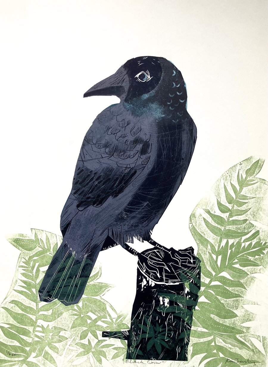 Black Crow - Lino Cut 