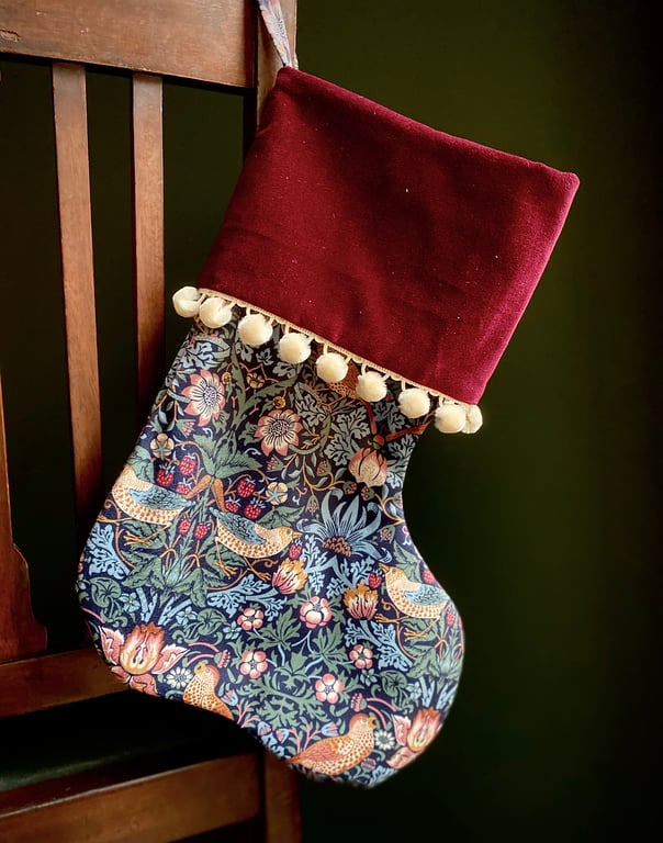 Velvet William Morris Christmas Stocking