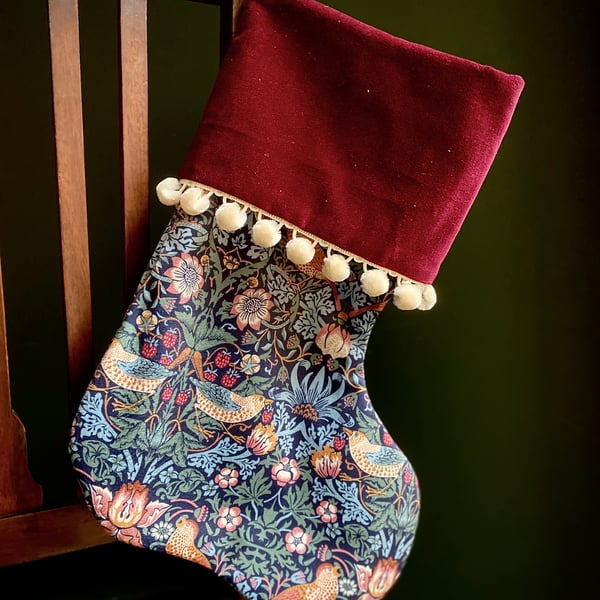 Velvet William Morris Christmas Stocking