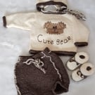 Baby hand knitted outfit bloomer and sweater