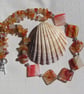 SALE - Orange Carnelian & Red Sardonyx Gemstone Statement Necklace "Savanna" - Image 1