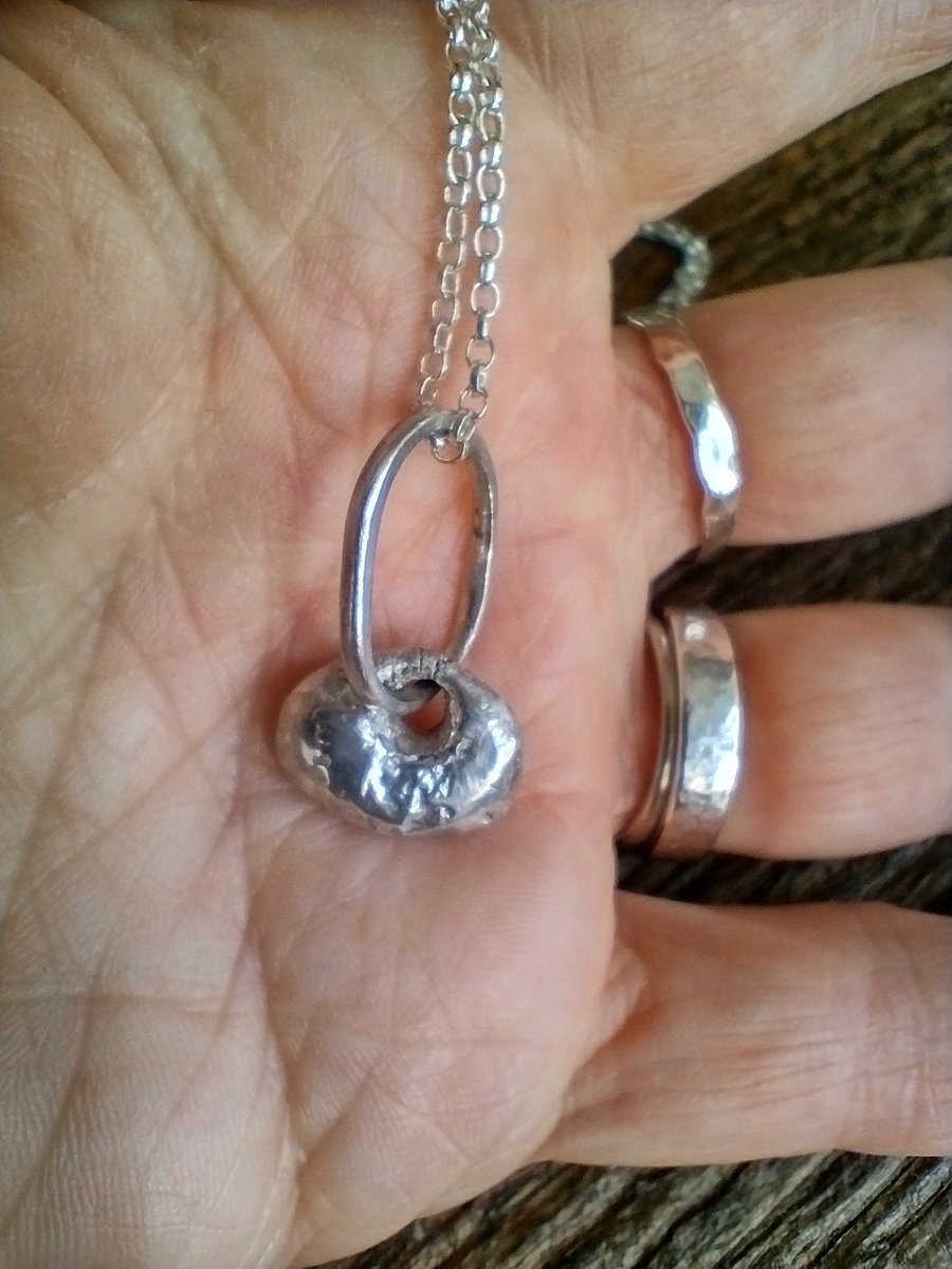 Small Recycled Silver Bean necklace