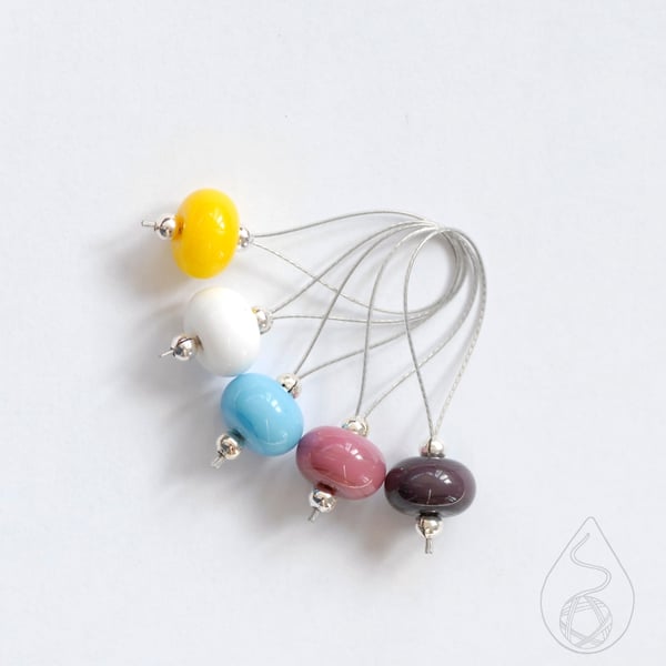 Lampwork Stitch Markers - Poly Pride