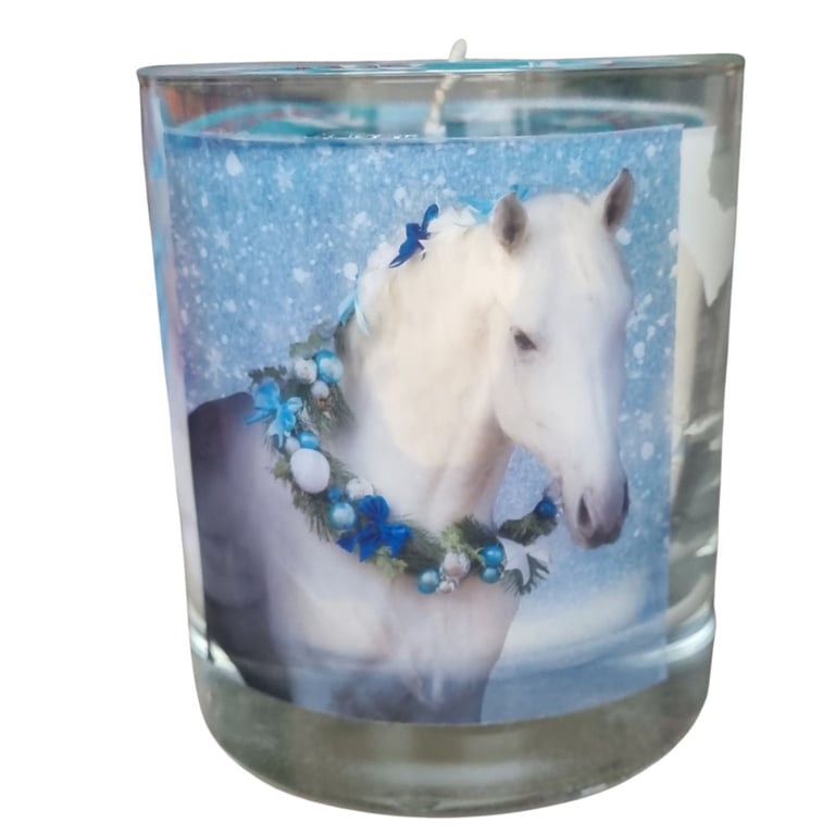 Scented Candle in Glass Christmas Horse Design In 6 Festive Fragrances 30cl