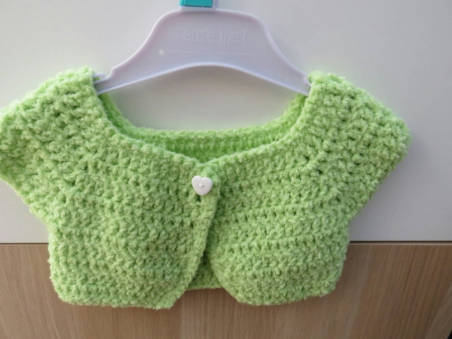 Lime Green Crocheted Baby Bolero Shrug