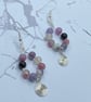 Wire teardrop earrings with plum tourmaline stones and wire spiral charms - Image 5