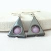 Hematite and lavender jade triangular earrings