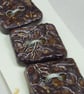 3 Medium Dark Copper Leaf Texture Square Ceramic Buttons - Image 2