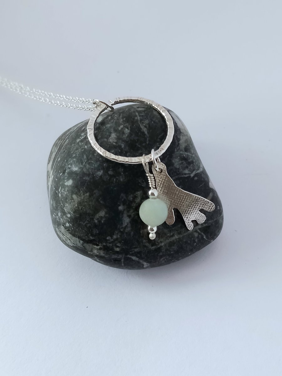 Seaweed and amazonite pendant 