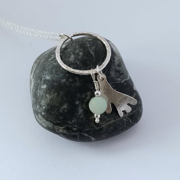 Seaweed and amazonite pendant 