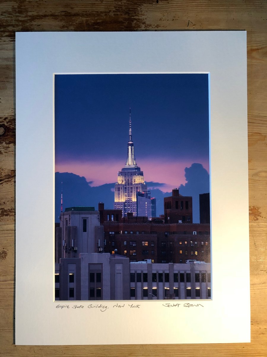 Empire State Building, New York Signed Mounted Print FREE DELIVERY