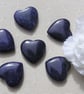 6 Blue Dumortierite Solid Gemstone Polished Hearts - 20mm - Chakra - Crafting - Image 1