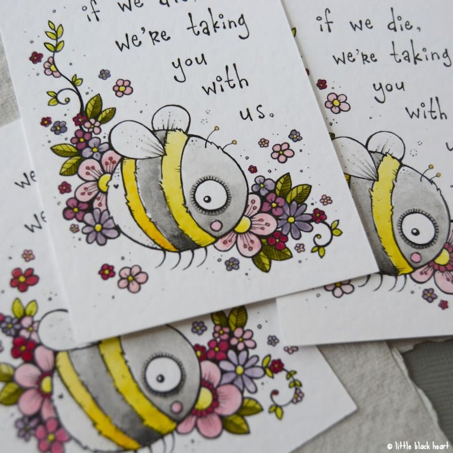 bee threat - original aceo