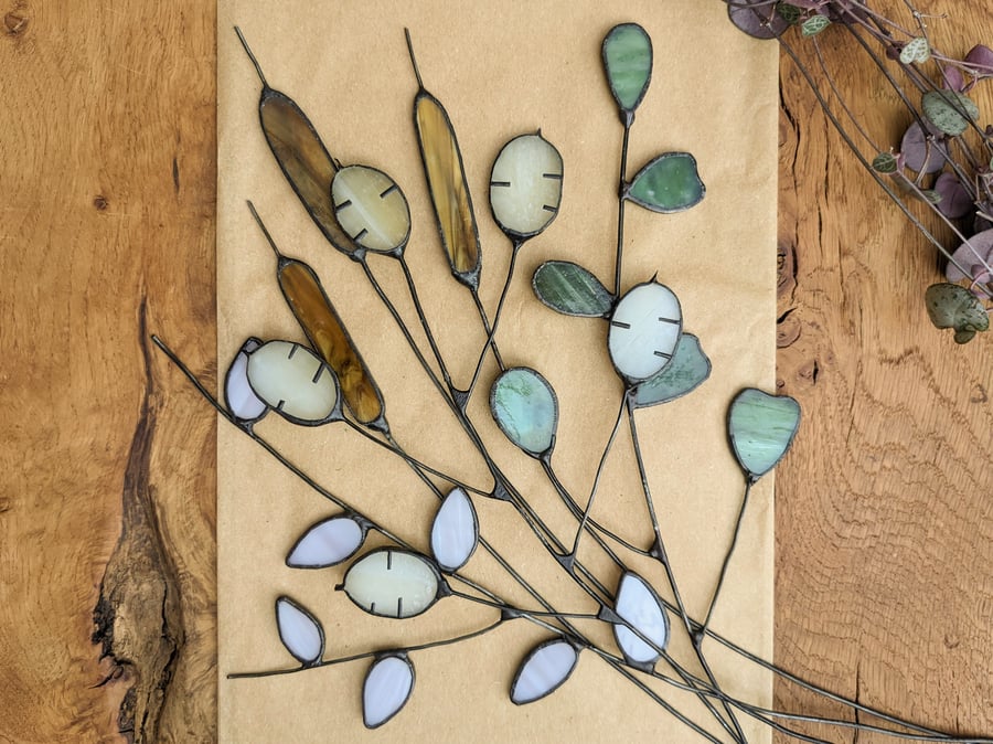 Stained Glass Flowers Bouquet, Glass Flowers on Stems, Gift for Nature Lovers