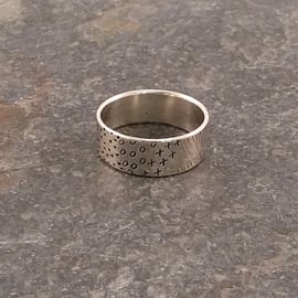 Patterned Silver Ring, Decorative Recycled Silver Band Rings