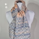 Handknitted Horseshoe Lace Pattern Scarf. Hand Spun Yarn from Marino Sheep.