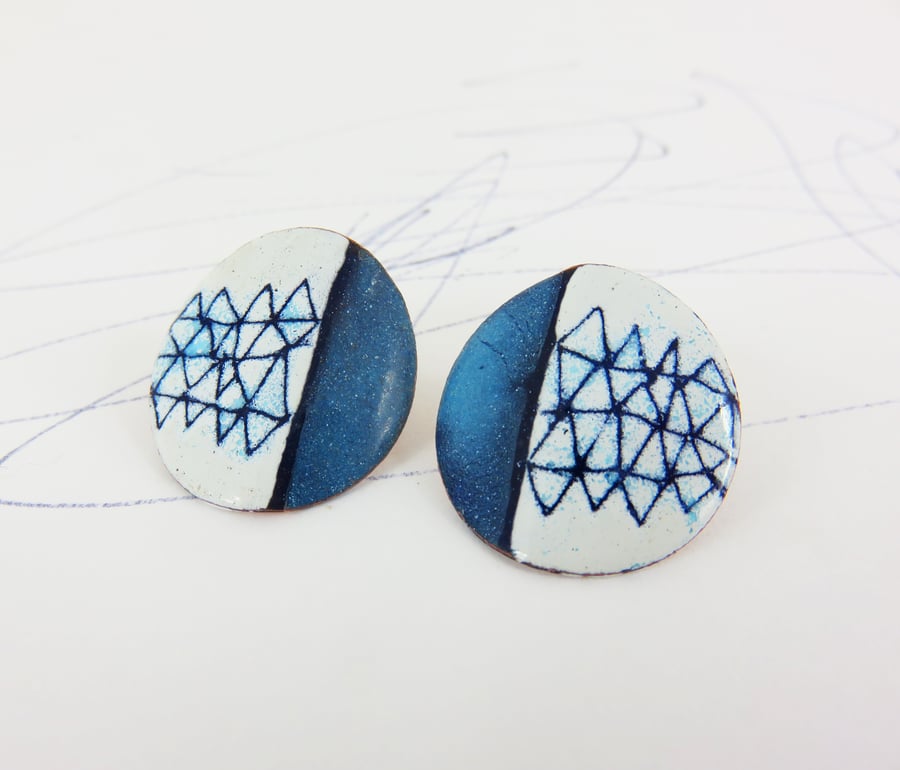Large Statement Earrings with Hand Drawn Pattern