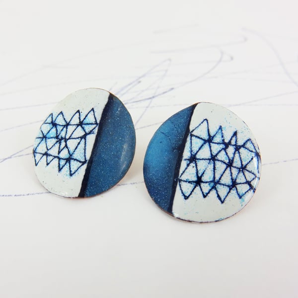 Large Statement Earrings with Hand Drawn Pattern