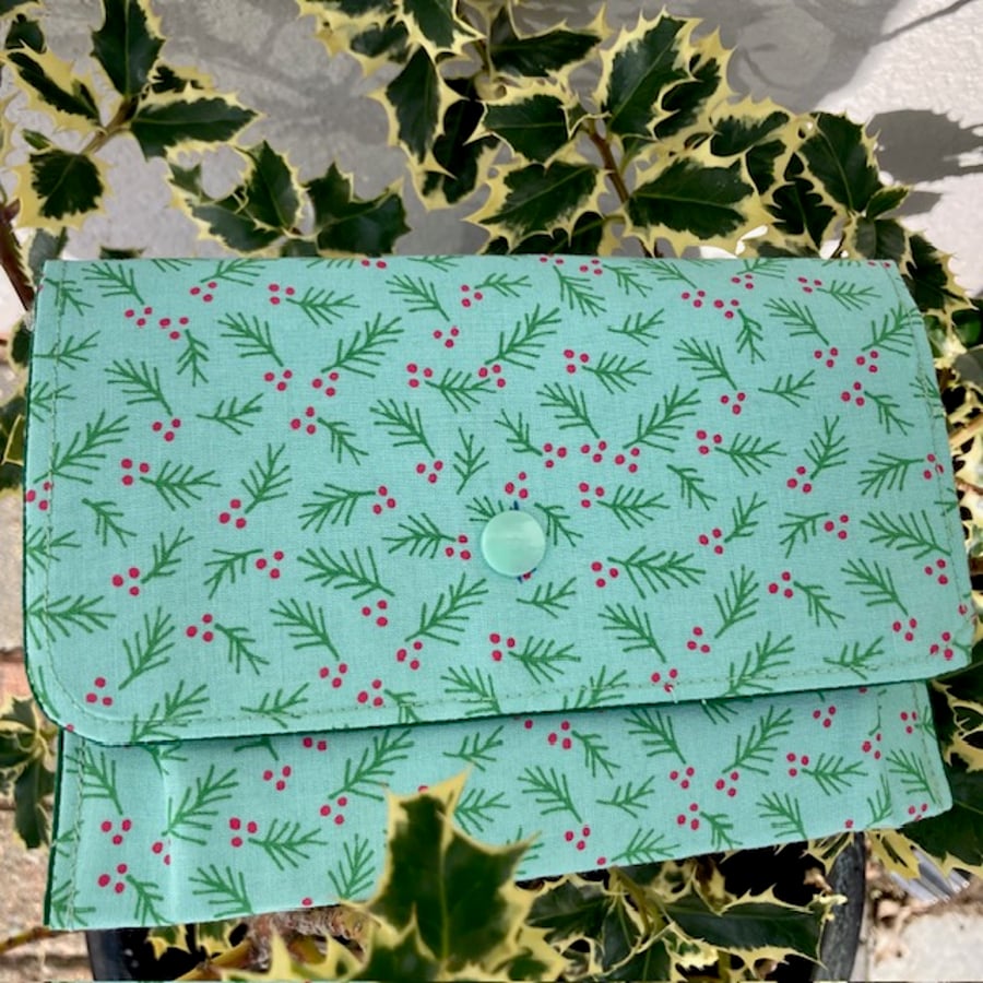 Passport and Card Pouch - Moda Christmas fabric