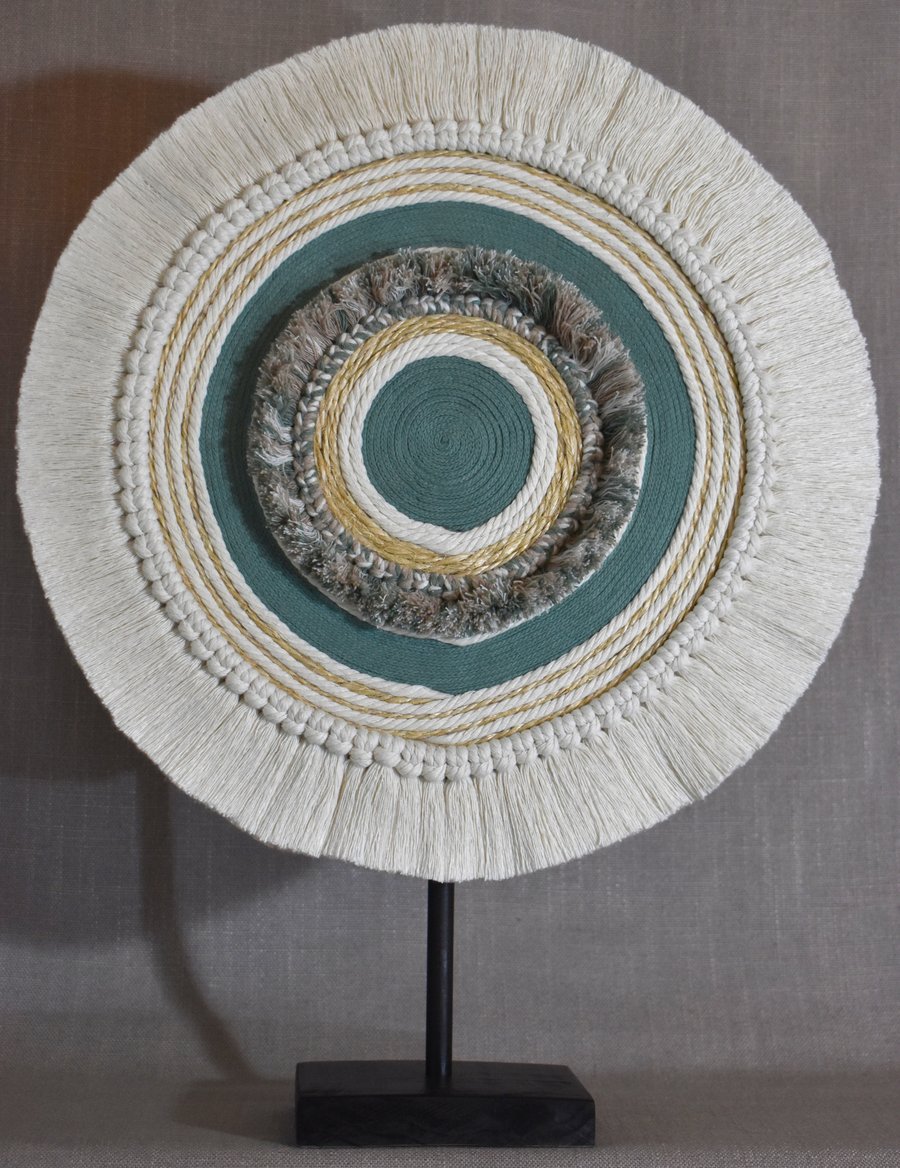 "Eluhlaza 1" Wall Hanging – Green, Off-White & Beige Wall Hanging