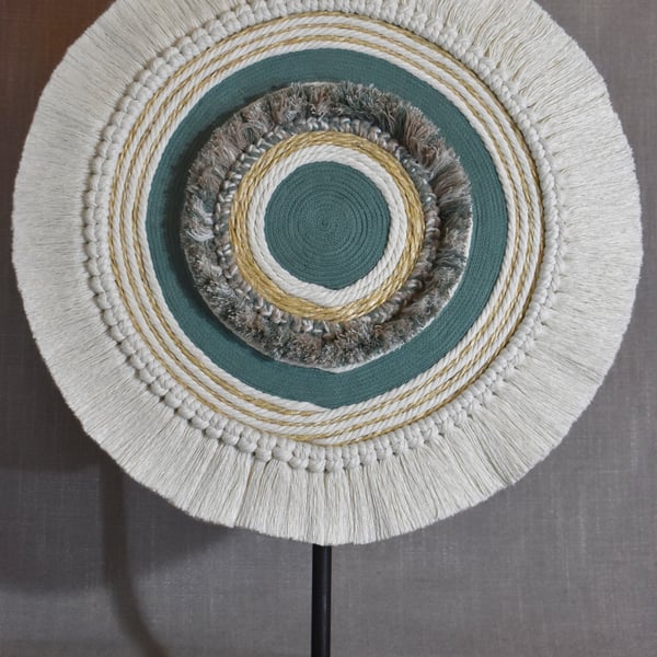 "Eluhlaza 1" Wall Hanging – Green, Off-White & Beige Wall Hanging