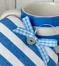BLUE AND WHITE STRIPED HEART DECORATION - lavender or padded - midi size - Image 2