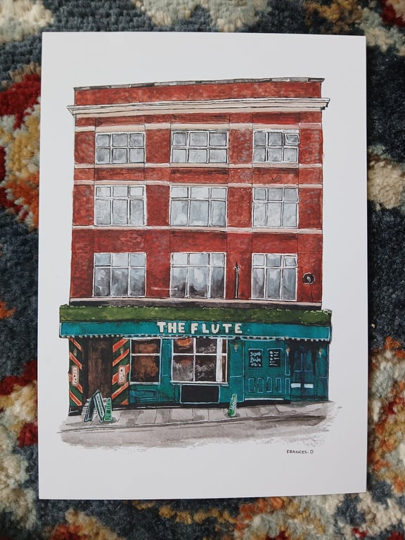 The Flute pub Watercolour print