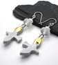 white and gold glass and ceramic bird earrings