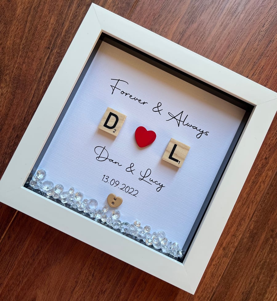 Personalised special occasion scrabble box frame 