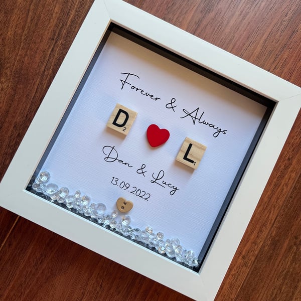 Personalised special occasion scrabble box frame 