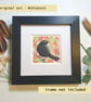 Blackbird miniature artwork, original bird drawing