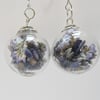 Real Lavender Earrings in Hand Blown Glass Beads - LAVENDER