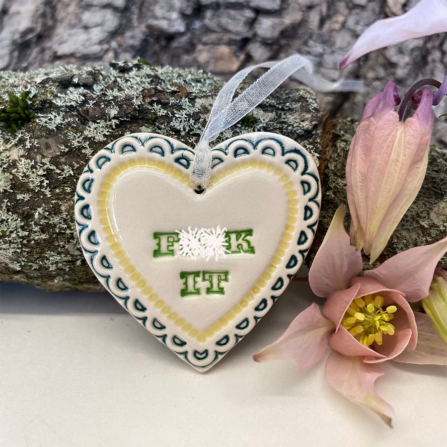 Small Ceramic heart decoration Swear words 
